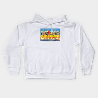 Greetings from Fox Lake, Illinois - Vintage Large Letter Postcard Kids Hoodie